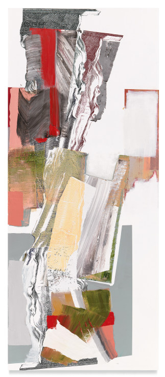 PIA FRIES, parapylon 12, 2019, Oil and silkscreen on wood, 94 1/2 x 39 1/2 inches, 240 x 100.3 cm, MMG#32689