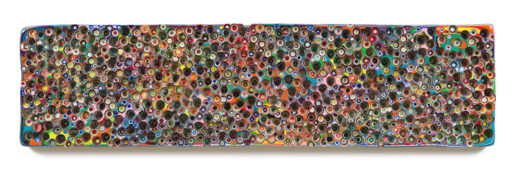 WHYSUNFLOWERSFACETHESUN, 2022, Epoxy resin and pigments on wood, 24 x 96 inches, 61 x 243.8 cm, MMG#34965