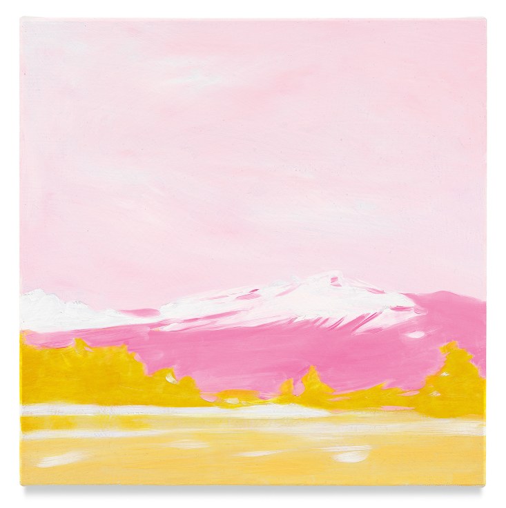 Pink Mountain, 2019, Mixed media oil on canvas, 14 x 14 inches, 35.6 x 35.6 cm, (MMG#32057)