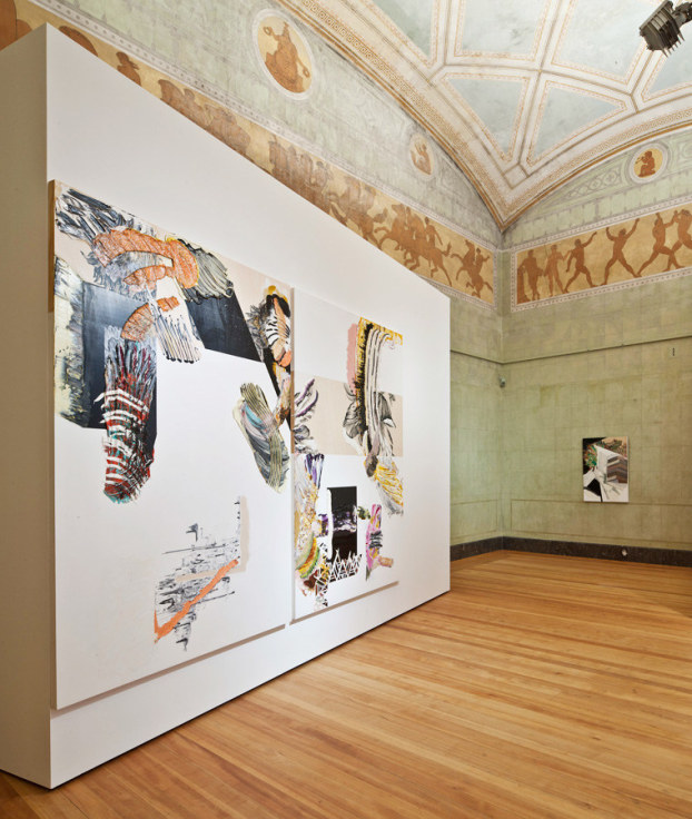 Installation view of&nbsp;Pia Fries: Madder rhizome Luisenkupper, 2011, Staatliche Kunsthalle Karlsruhe, Gr&uuml;ner Saal.