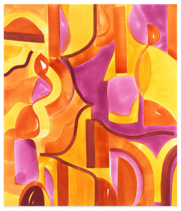 Margaux Ogden, Bathers (Yellow &amp;amp; Purple), 2022, Acrylic on canvas, 70 x 60 inches, 177.8 x 152.4 cm, MMG#34714