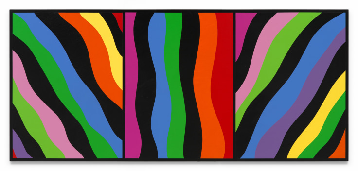 Untitled (Interstellar Color Vibration), 2024, Acrylic paint on wood, 36 x 80 inches, 91.4 x 203.2 cm,&nbsp;MMG#37066