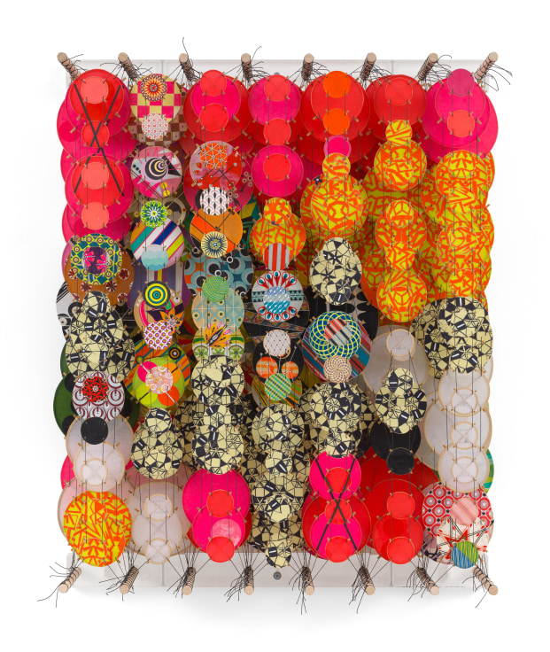 Would it work? Not likely., 2025, Acrylic, paper, bamboo, wood, and Dacron,