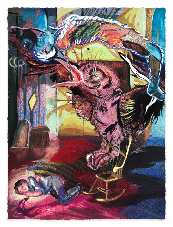 Raven VII, 2022, Gouache and chalk pastel on paper, 30 x 22 inches, 76.2 x 55.9 cm,&nbsp;MMG#35412