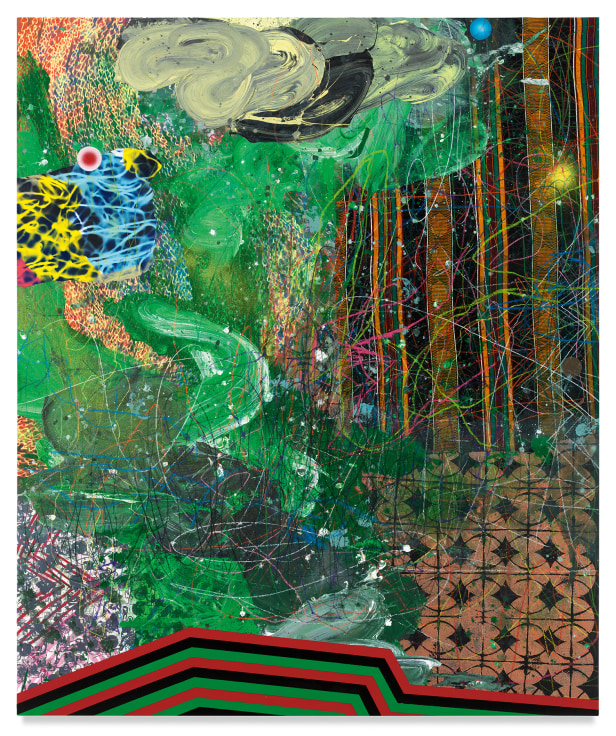 Transcendance, 2019,&nbsp;Acrylic, oil, spray paint, glitter, collage, crayon and graphite on canvas,&nbsp;72 x 60 inches,&nbsp;182.9 x 152.4 cm,&nbsp;MMG#31526