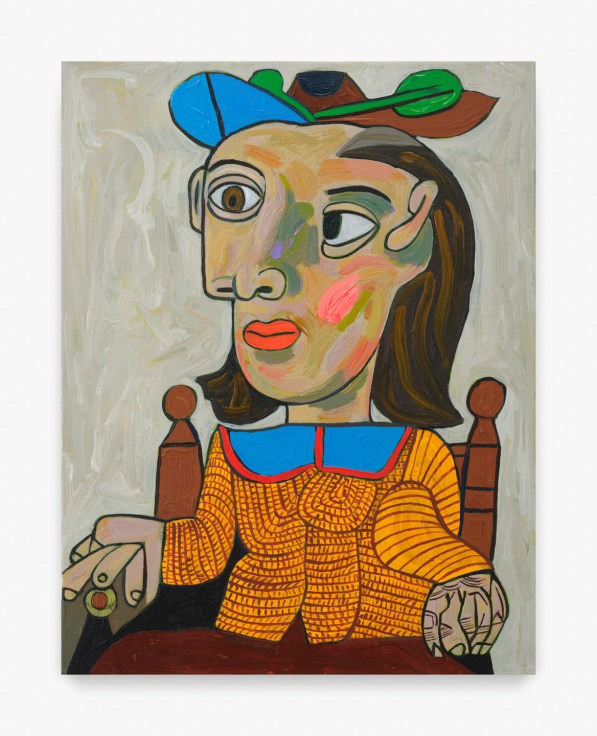 Painting by Keiichi Tanaami titled Pleasure of Picasso &ndash; Mother and Child No. 142 from 2020-2022