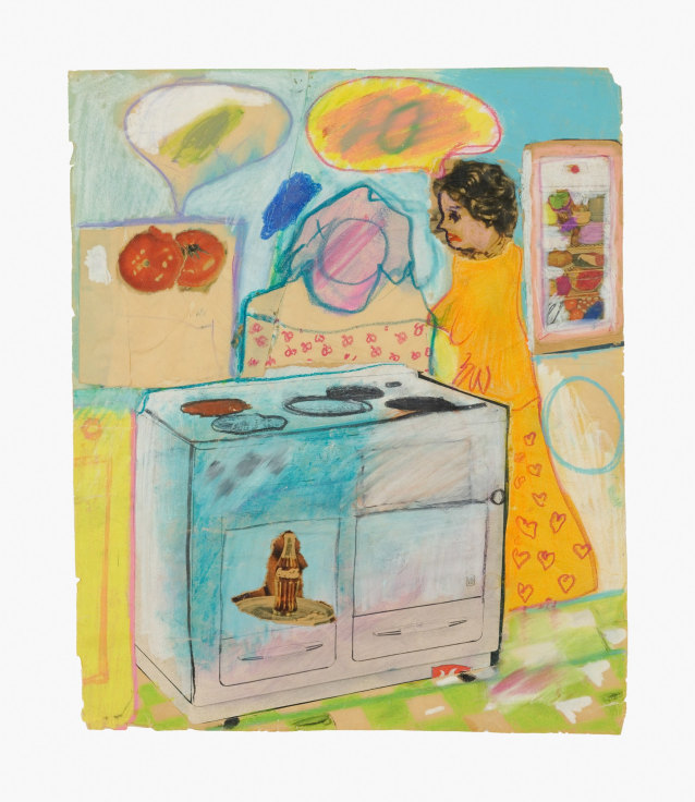 Work on paper by Peter Saul titled Untitled (Kitchen) from 1959