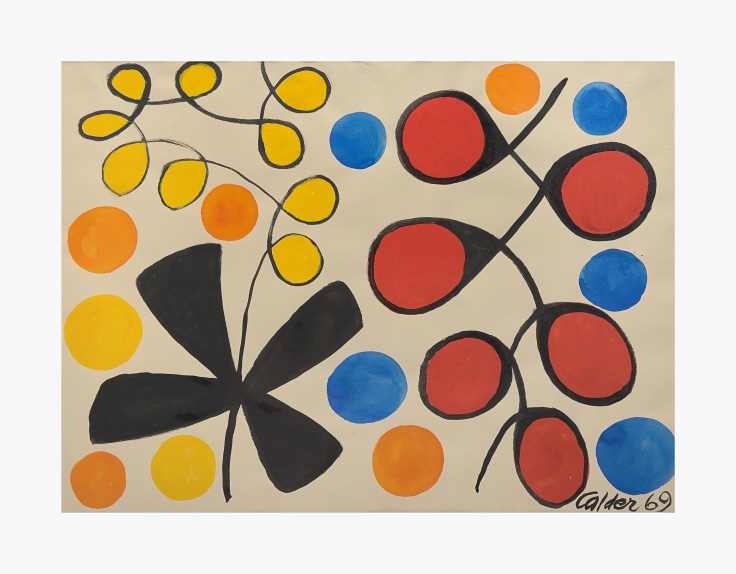 Work on paper by Alexander Calder titled Loops, Petals &amp; Orbs from 1969