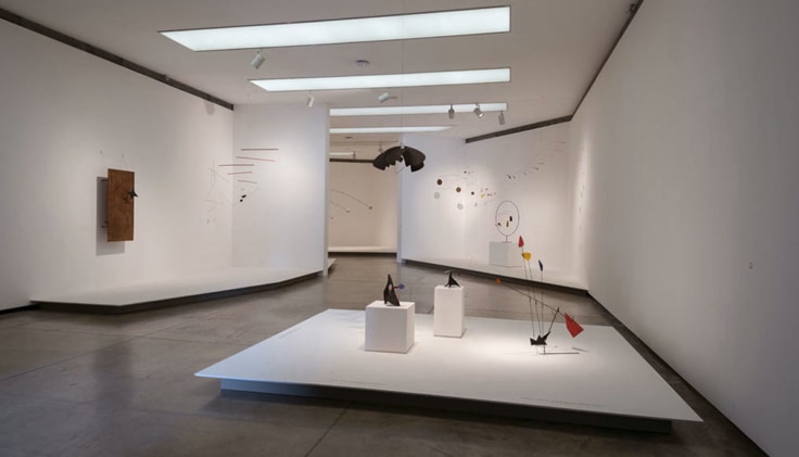 Installation image of Fundación PROA exhibition titled Theater of Encounters from 2018 featuring Alexander Calder