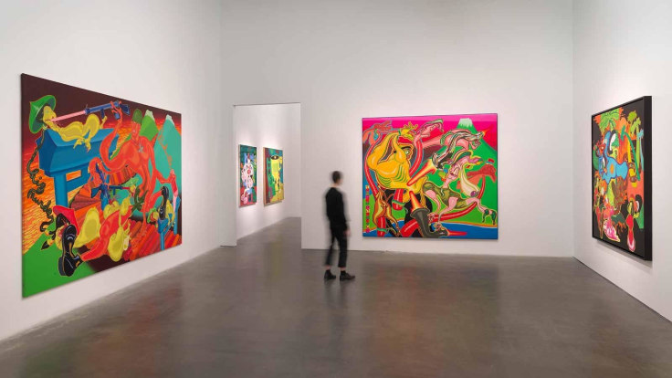 Installation image the exhibition titled Peter Saul Crime and Punishment at the New Museum in 2020