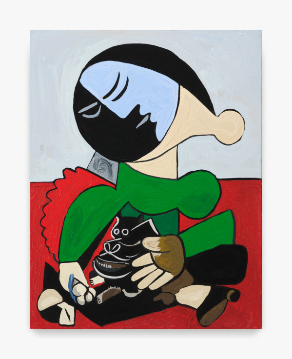 Painting by Keiichi Tanaami titled Pleasure of Picasso &ndash; Mother and Child No. 125 from 2020-2022