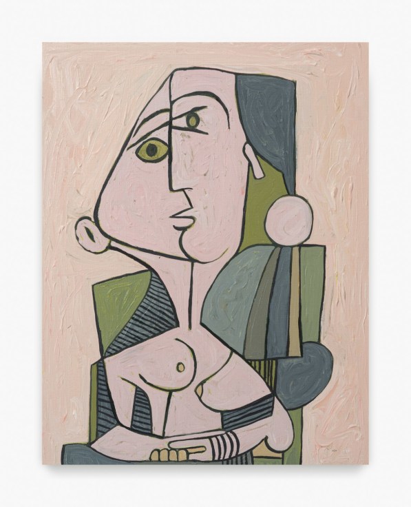 Painting by Keiichi Tanaami titled Pleasure of Picasso &ndash; Mother and Child No. 134 from 2020-2022