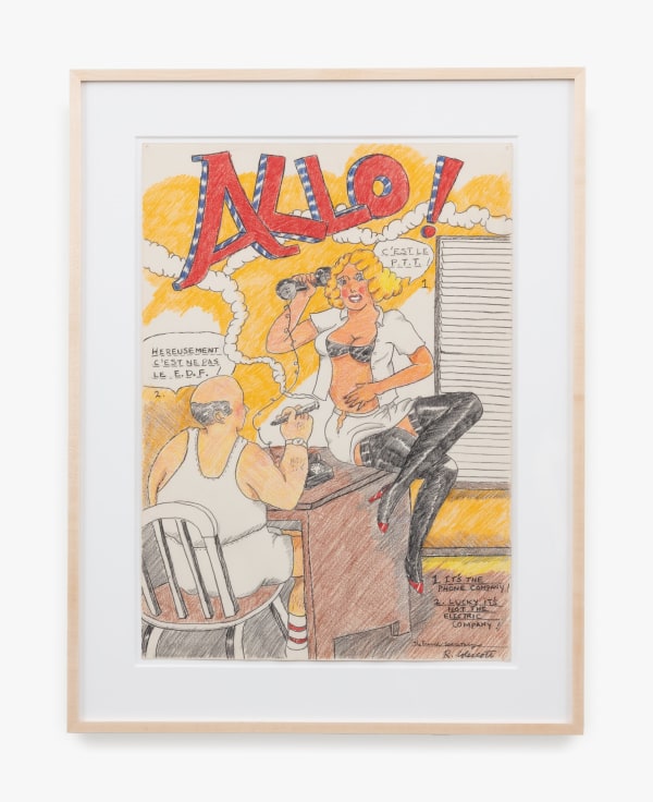 Work on paper by Robert Colescott titled The French Secretary from 1976