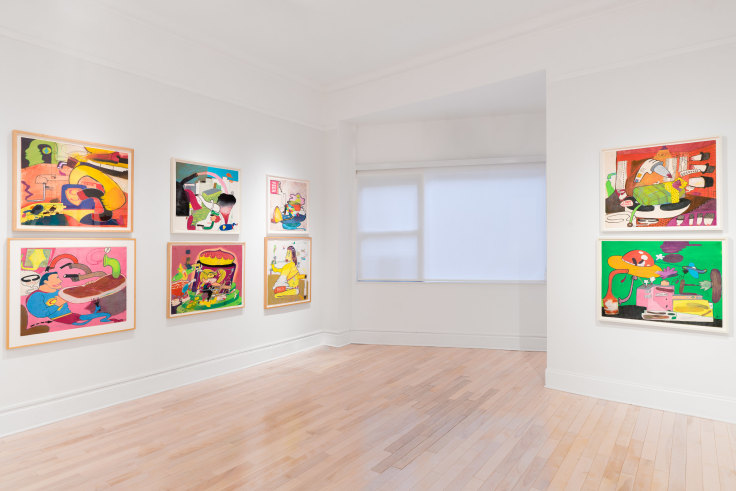 Installation view of Peter Saul Early Works on Paper at Venus Over Manhattan New York
