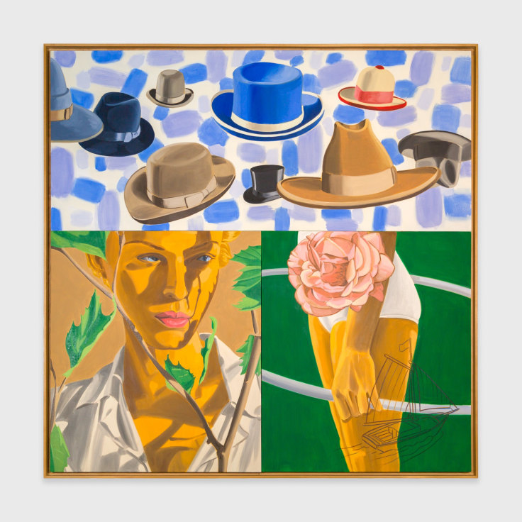 David Salle, Fall, 2003. Oil on three joined canvases; 84 x 84 in (213.4 x 213.4 cm)