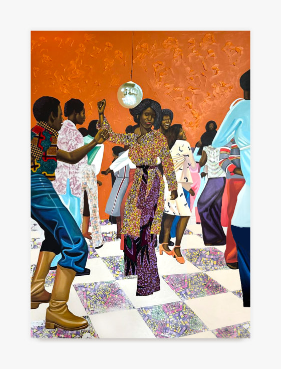 Painting by Cornelius Annor titled A Night with Fela from 2023