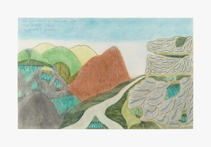 Drawing by Joseph Yoakum titled &quot;Mt. Vesuvios of Apennes Alps near Naples Italy&quot; from 1970