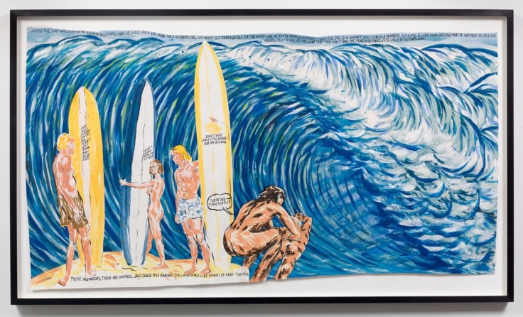 &quot;Untitled (When the Surf),&quot; 2008 by Raymond Pettibon. Photo by Adam Reich / Courtesy of the artist and Venus Over Manhattan.