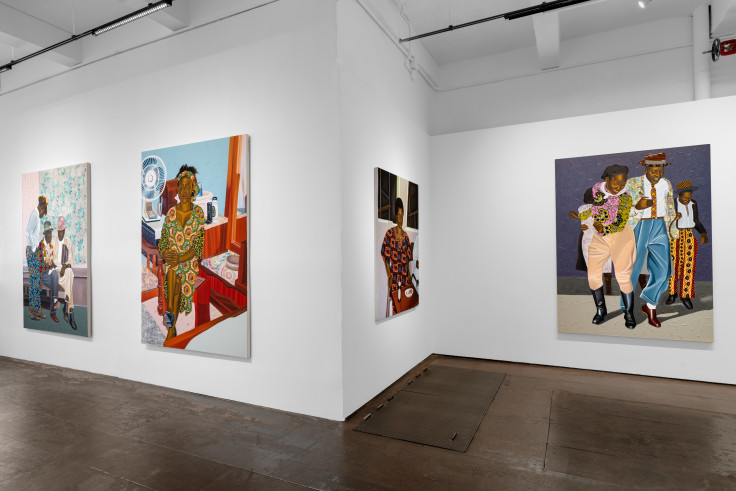 Installation view of Cornelius Annor: A Fabric of Time and Family, Venus Over Manhattan, New York