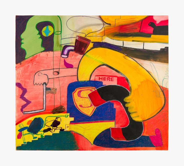 Work on paper by Peter Saul titled Superman Is Here from 1963