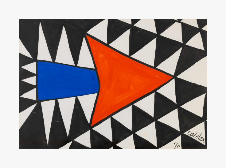 Work on paper by Alexander Calder titled Une Fleche Rouge et Bleu from 1970
