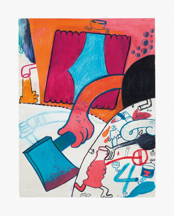 Work on paper by Peter Saul titled Kill from 1962