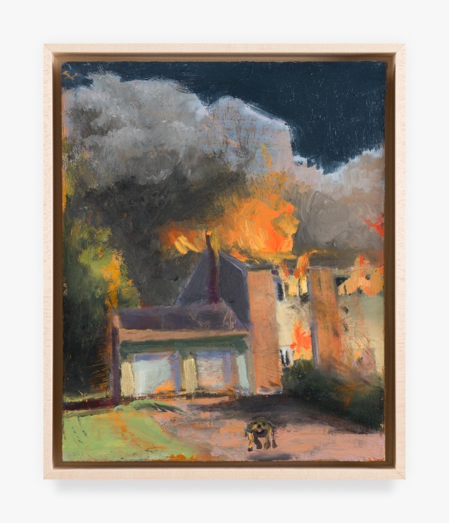 Painting titled A Dog Fleeing a Burning House by Seth Becker from 2021