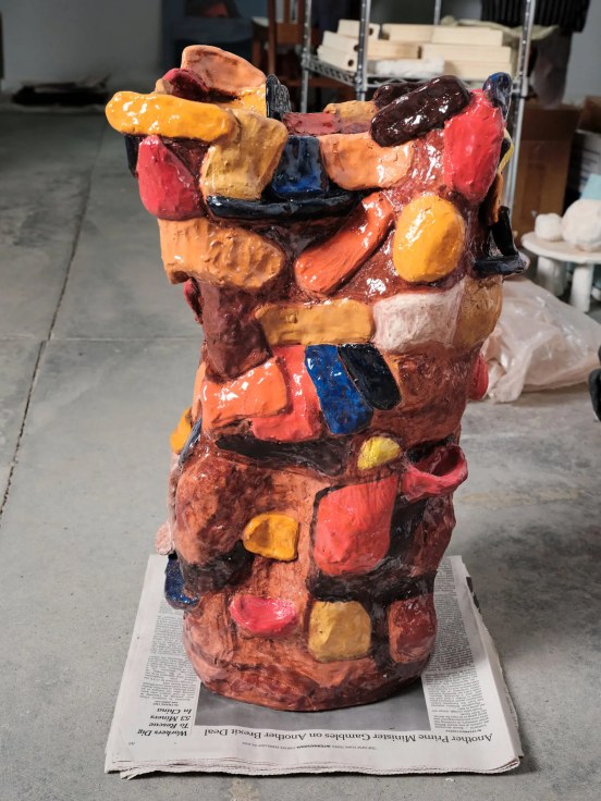 Ceramic Sculpture by Sally Saul from 2022 titled Patchwork Vase