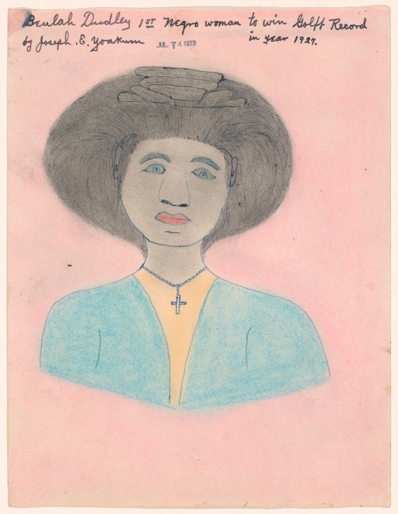 Drawing by Joseph E. Yoakum titled  Beulah Dudley 1st Negro Woman to Win Golff Record in Year 1927 from 1970