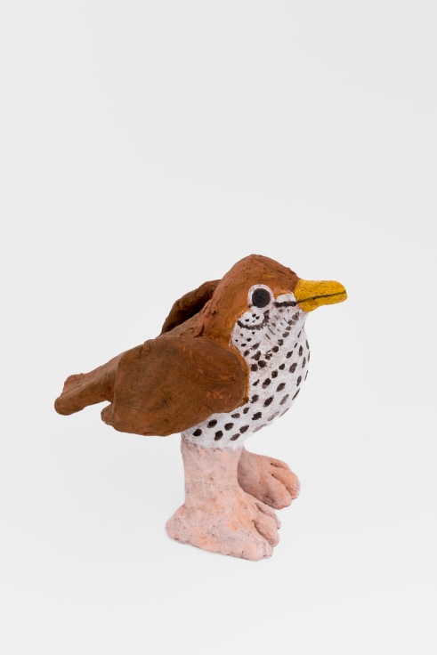 Sculpture by Sally Saul titled Woodthrush from 2023
