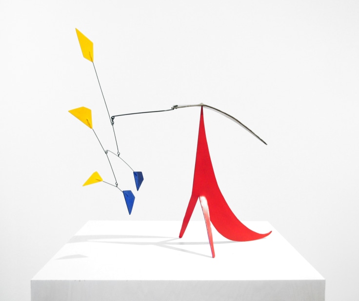 Alexander Calder Three Yellow, Two Blue Polygons and Brass on Red, 1958