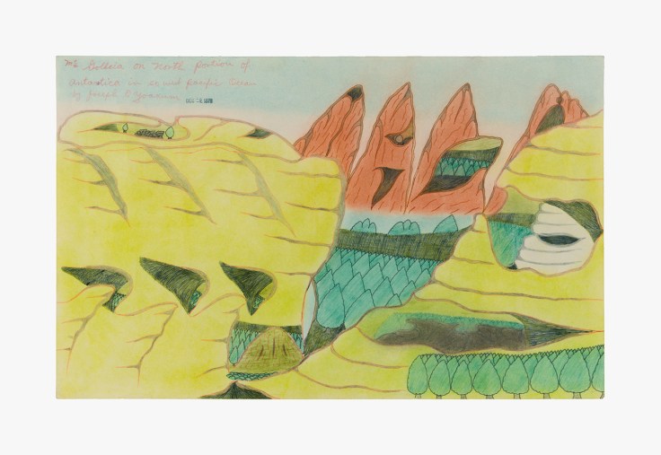 Drawing by Joseph Yoakum titled &quot;Mt Golleia on North Portion of Antarctica in so west pacific Ocean&quot; from 1970