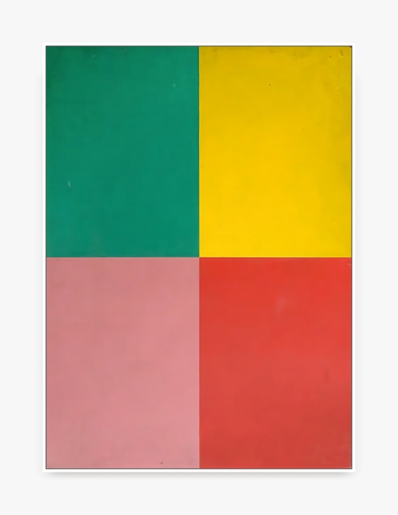 Painting by Emanuel Proweller titled Fen&ecirc;tre vert, jaune, rose, rouge from 1960