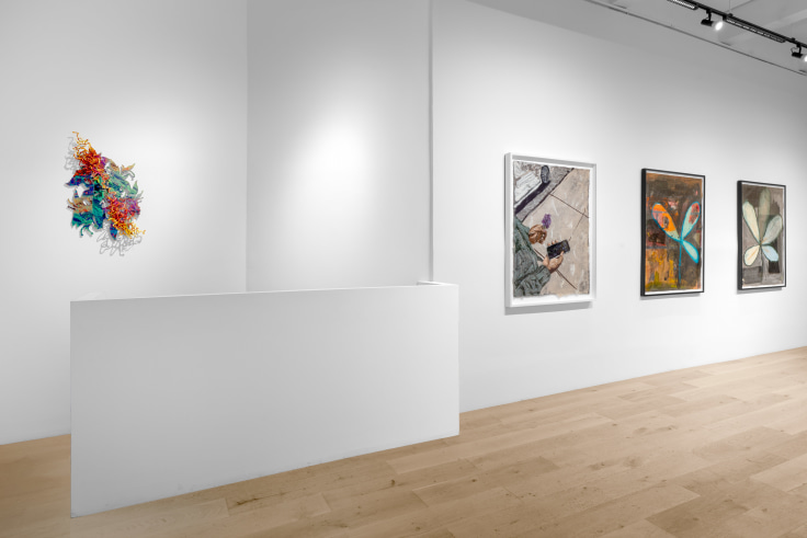 Installation view of This Too Shall Pass, curated by Racquel Chevremont, at Venus Over Manhattan, New York, 2023