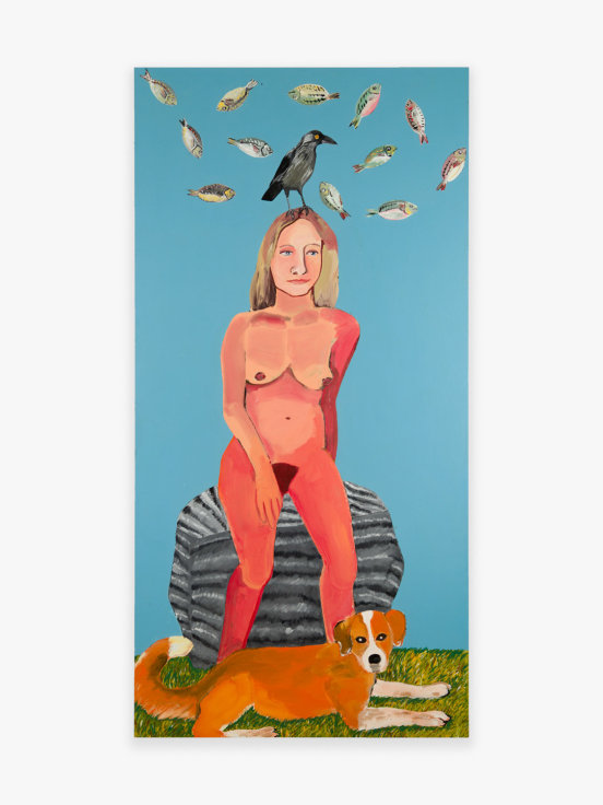 Painting by Joan Brown titled Garden of Eden Series #3: Sara as Eve, from 1970