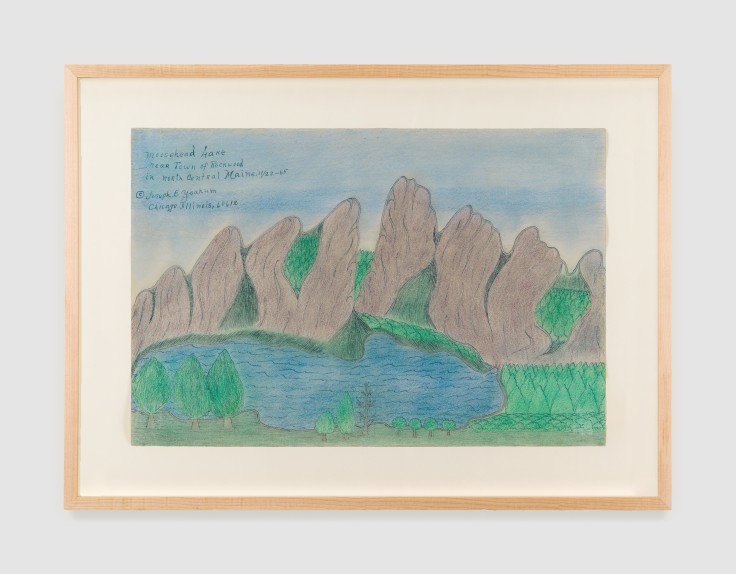 Work on paper by Joseph Elmer Yoakum titled Moosehead Lake near Town of Rockwood in North Central Main from 1965