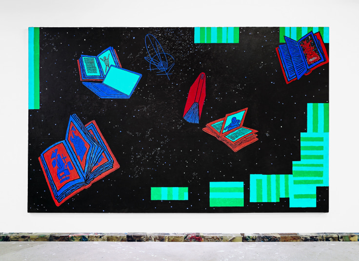 Installation view of Made in Space, curated by Peter Harkawik and Laura Owens, Venus Over Manhattan, New York, 2013