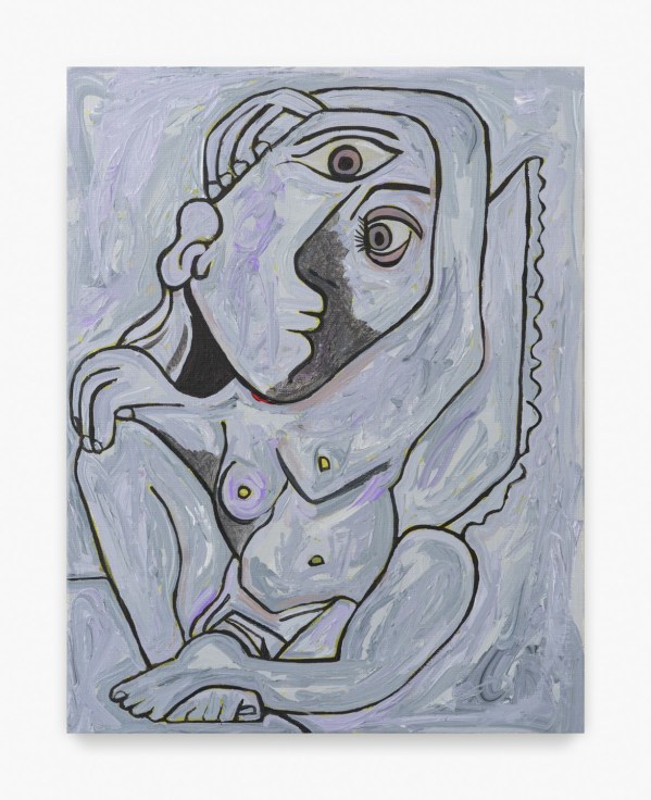 Painting by Keiichi Tanaami titled Pleasure of Picasso &ndash; Mother and Child No. 131 from 2020-2022