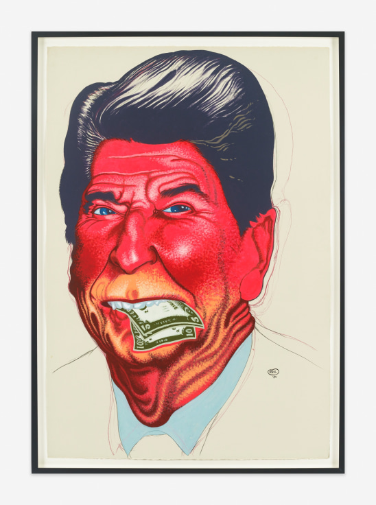Peter Saul Ronald Reagan with Money in Mouth, 1984