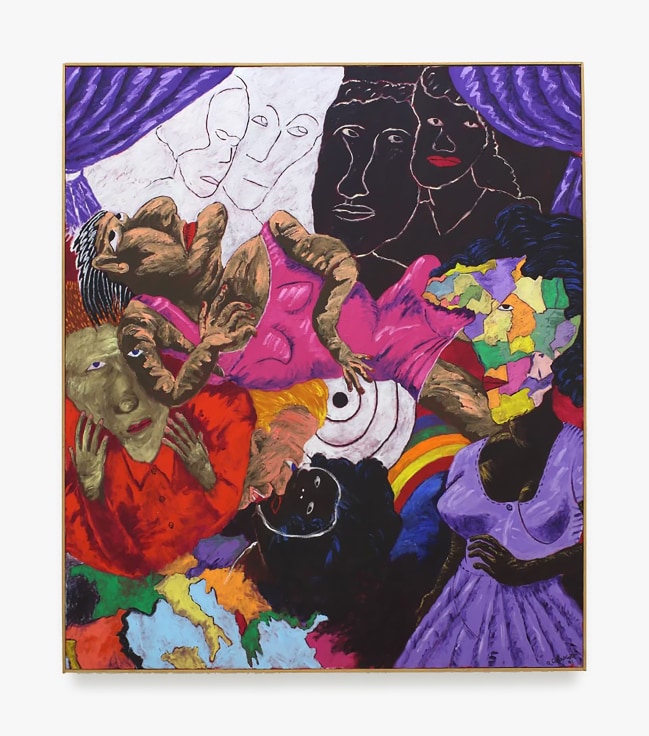 Painting by Robert Colescott titled Death of a Mulatto Woman from 1991