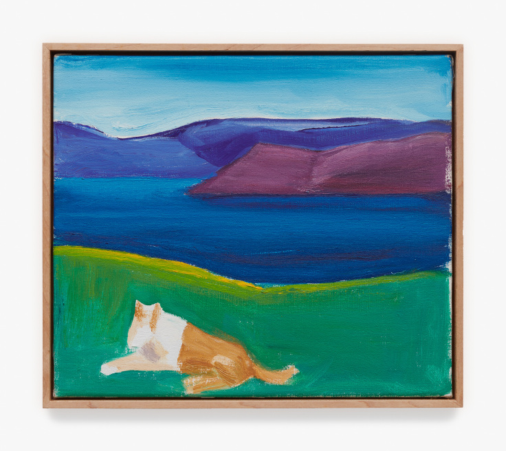 Painting titled Dog and Fjord by Louisa Matth&iacute;asd&oacute;ttir from c. 1987.