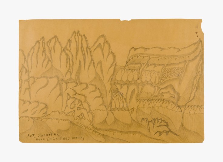 Drawing by Joseph Yoakum titled &quot;Mt. Snohetta Near Andaisnes, Norway&quot; no date