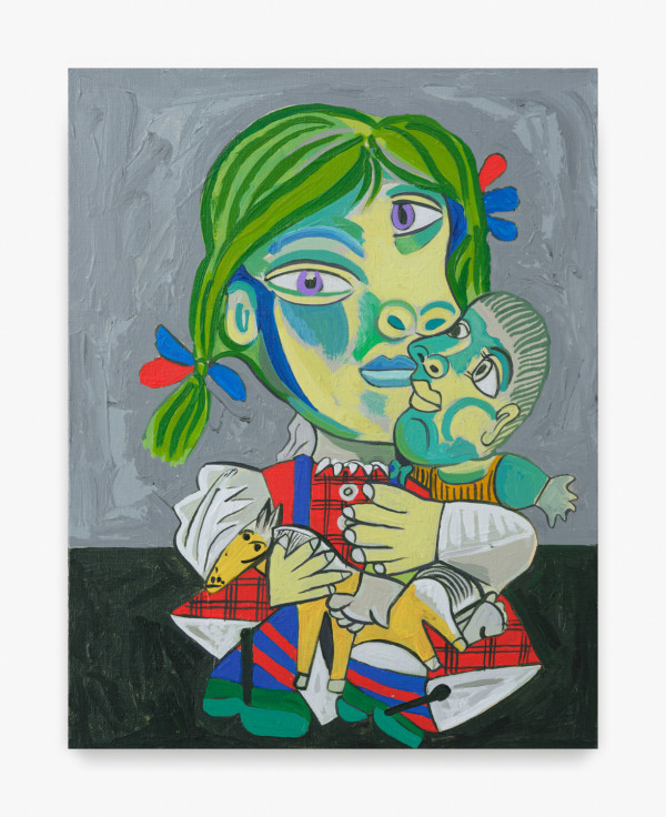 Painting by Keiichi Tanaami titled Pleasure of Picasso &ndash; Mother and Child No. 137 from 2020-2022