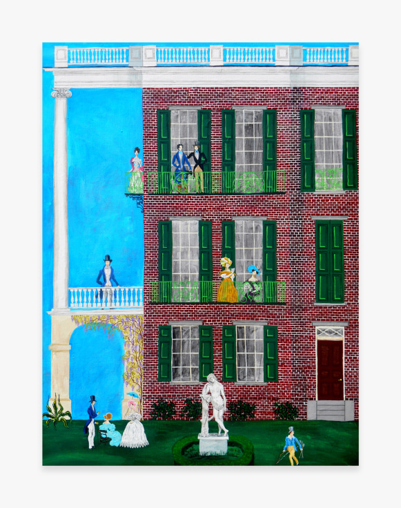 Painting titled Greek Revival House Party by Andrew LaMar Hopkins