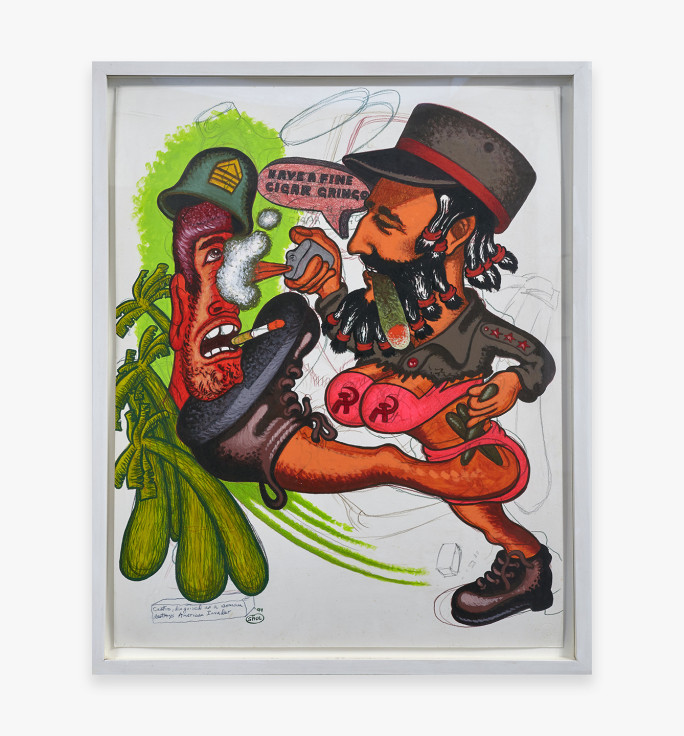Peter Saul, Castro, Disguised as a Woman Destroys American Invader, 1994