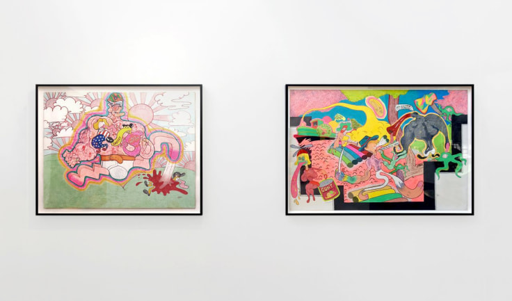 Installation view of Peter Saul: Important Early Works, at FIAC, Paris, 2017