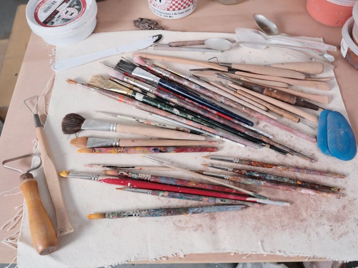 Sally Saul's collection of brushes and tools