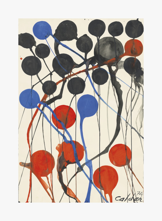 Work on paper by Alexander Calder titled Brambled Orbs from 1974