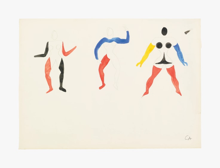 Work on paper by Alexander Calder titled Untitled (Costume Design for M&ecirc;taboles) VII from 1969
