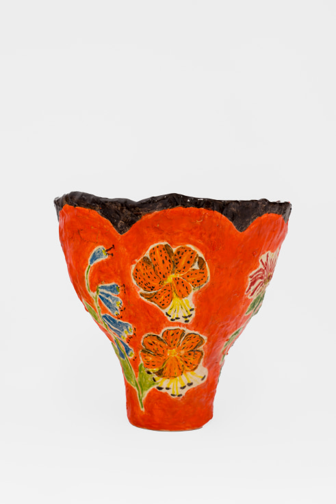 Sculpture by Sally Saul titled Flowers on a Vase from 2023